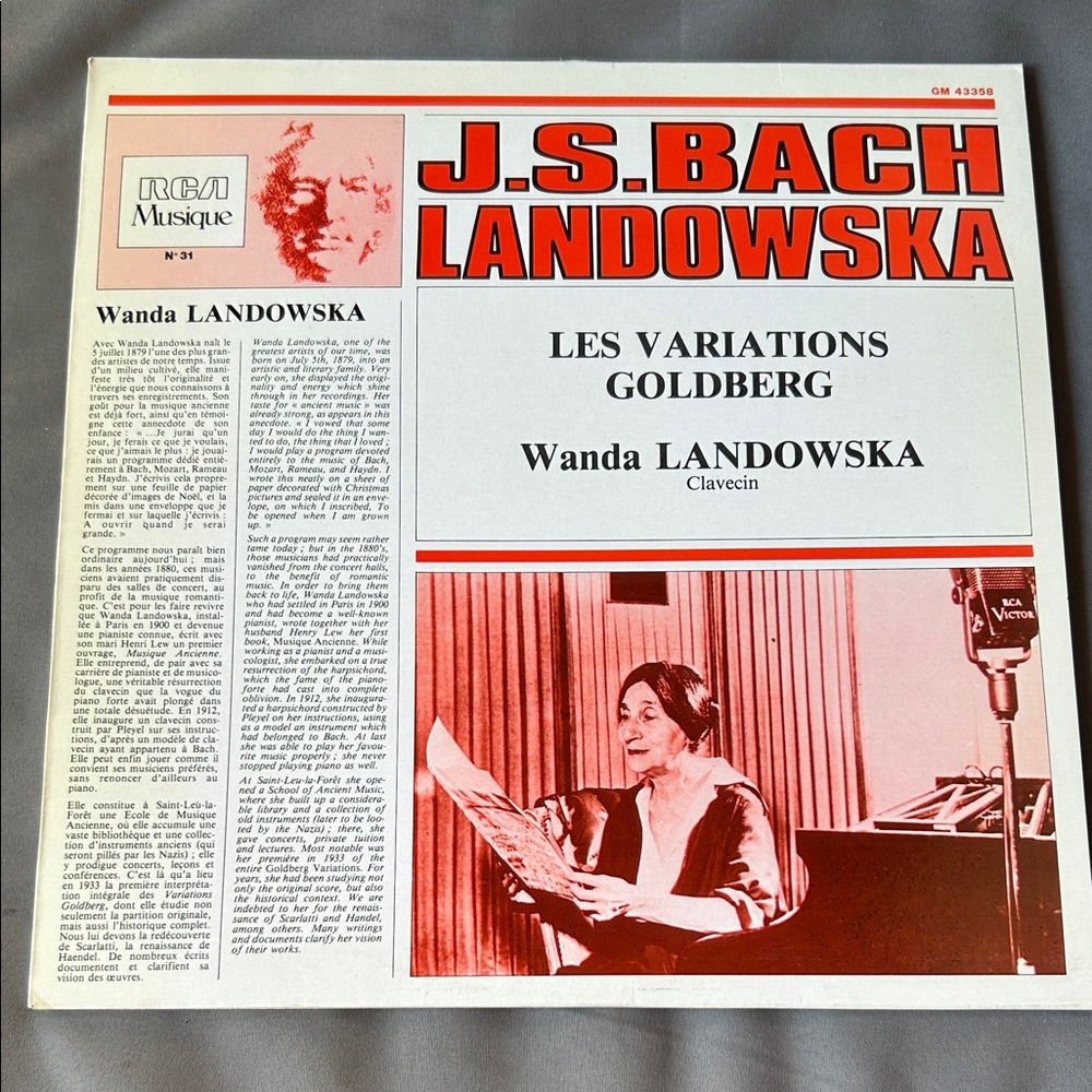 RCA Musique J.S. Bach Les Variations Goldberg Vinyl - Red and White
